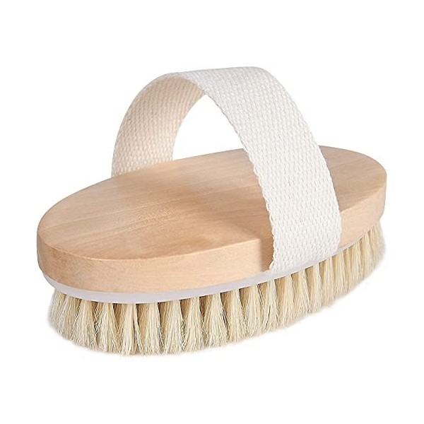 URAQT Brosse à sec pour le corps, Brosse exfoliante physique, brosse de bain à poils naturels pour une Peau Impeccable, Un dr