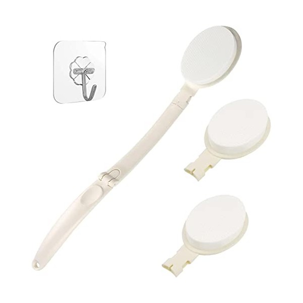 LFJ Applicateur crème dos, Applicateur de lotion pour le corps pour le dos à long manche pliable avec 2 têtes de rechange