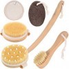 MUOIVG Brosse de douche tavec poils doux et raides, peau exfoliante et gommage doux, En Soies Poils Naturels De Sanglier Bros