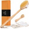 Belula Premium Dry Brushing Body Brush Set - Brossage a sec en poils de sanglier naturels, brosse pour le visage exfoliante &