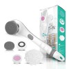 VOYOR 4 en 1 Brosse Dos Douche Brosse pour Le Dos Électrique Brosse Douche pour Le Dos avec Manche Long pour Femme Homme Exfo