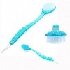 Cisixin Brosse Nettoyante de Bain Douche Arrière exfoliante Corps Brosse avec Long Manche Bleu 