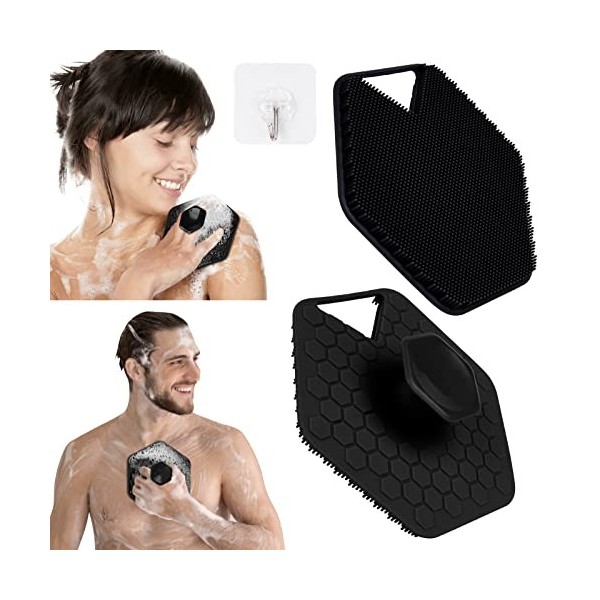 URAQT Brosse pour le corps en silicone, Brosse visage manuelle silicone et Brosse exfoliante, Brosse de bain cuir chevelu beb