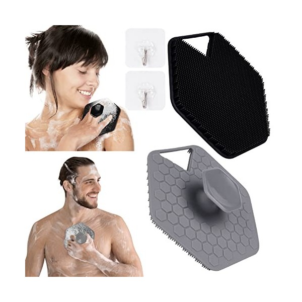 URAQT Brosse pour le corps en silicone, Brosse visage manuelle silicone et Brosse exfoliante, Brosse de bain cuir chevelu beb