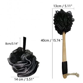 Fleur de Douche avec Manche Brosse Dos Douche Long Manche Brosse de Bain à Suspendre Brosse de Bain Bain Douche Éponge 2 pièc