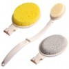 Pinsheng Ensemble de Brosses de Bain 3 en 1, Brosse de Douche Pliable avec Longue Poignée, Brosse de Bain avec 3 Têtes Rempla