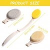 Pinsheng Ensemble de Brosses de Bain 3 en 1, Brosse de Douche Pliable avec Longue Poignée, Brosse de Bain avec 3 Têtes Rempla