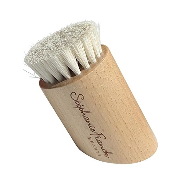 Stephanie Franck Beauty – Dry Brushing Face Brush - Brosse de massage facial en Poils de Chèvre doux naturels et en Bois de