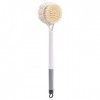 Brosse dorsale de douche avec poils et Loofah, manche long de 15,3 pouces, éponge de douche pour le corps, exfoliateur, bross