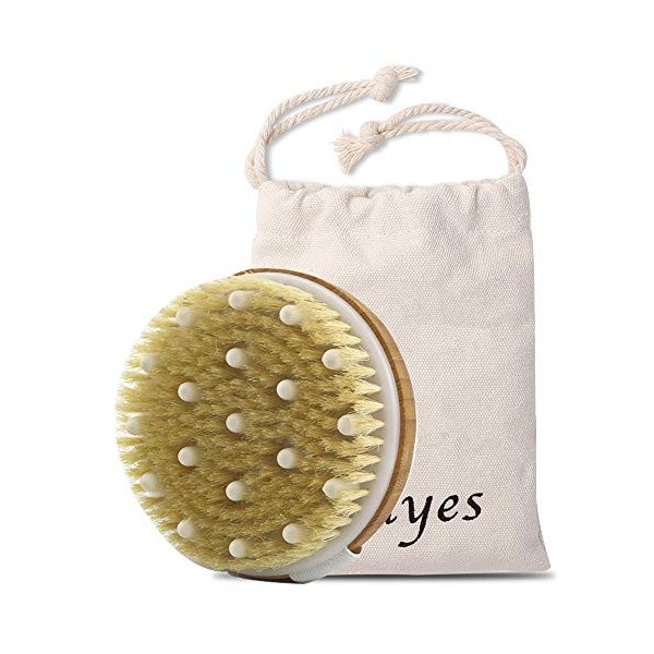 Ithyes Brosse pour le corps La brosse exfoliante La brosse de bain à poils naturels pour éliminer les toxines cellulites de l