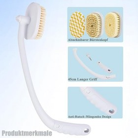 Brosse pour le dos avec long mancheBrosse dos Douche Exfoliation Douce pour une Meilleure Santé de la Peau, pour Hommes et Fe