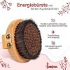 lampox Brosse corporelle avec fils de cuivre fins, brosse en cuivre, brosse sèche, brosse de bain, brosse énergétique avec cu