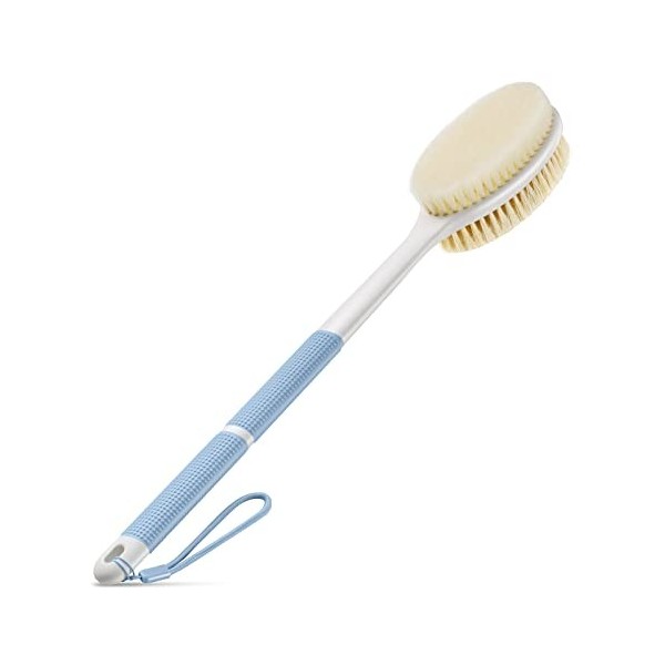 Brosse à dos antidérapante pour la douche, brosse à dos longue manche avec manche et brosses douces, exfoliateur de corps pou