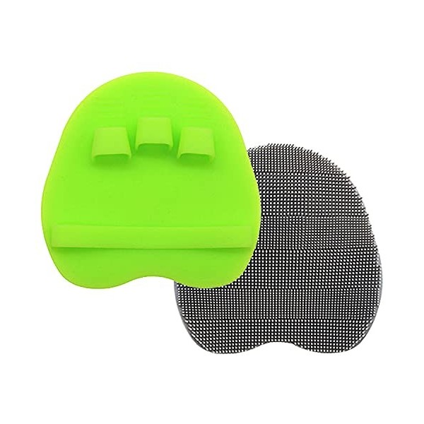 Brosse de massage en silicone pur pour le corps 1 pars_Vert+Gris 