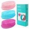 Lot de 3 brosses exfoliantes douces en silicone pour le corps, le bain, la douche, les enfants, les femmes, les hommes, tous 