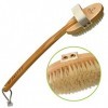 ZEN ME Brosse sèche pour le corps avec poils naturels et manche amovible pour améliorer la santé et la beauté de votre peau, 