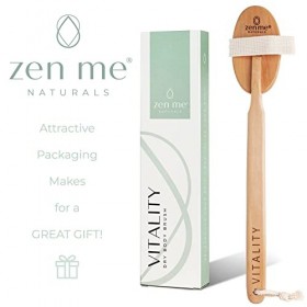 ZEN ME Brosse sèche pour le corps avec poils naturels et manche amovible pour améliorer la santé et la beauté de votre peau, 