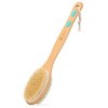 FREATECH Brosse Dos Douche avec Long Manche en Bois Nettoie Facilement Corps, Brosse Corps 2 Côtés avec Poils Naturels Durs e