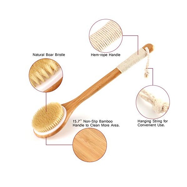 Lot de 3 brosses de bain pour le corps ou le corps - Brosse détoxifiante naturelle pour le visage et brosse pour le corps à l