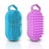 Bathwe Lot de 2 brosses à récurer en silicone 2 en 1 pour la douche et le shampooing du cuir chevelu sec et humide, accessoir