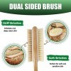 Hanstock Brosse à récurer pour le dos, 43 cm de long, double face, en bois avec poils doux et rigides pour exfolier la peau