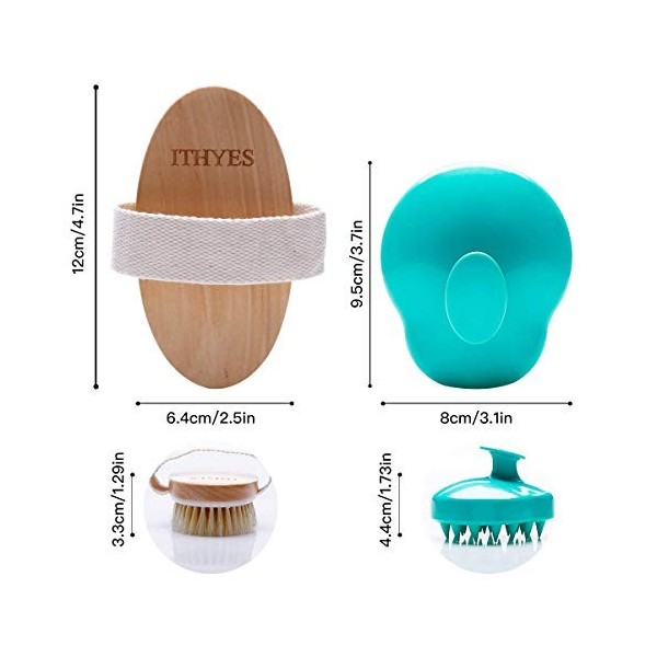 Lot de 2 brosses à shampooing et de bain en silicone pour cuir chevelu et peau sèche - Exfolie la circulation sanguine pour u