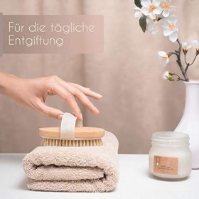 lampox® Brosse à sec, brosse corporelle, brosse exfoliante, brosse de massage, exfoliante, améliore la fonction lymphatique, 