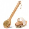 AMAKE Lot de 2 brosses sèches pour le corps, manche long en bambou pour salle de bain, douche, crinière naturelle, sébum et c