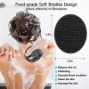 Brosse de douche en silicone doux pour le corps - Exfoliante douce et massage pour tous les types de peau noir + gris 