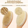 Hience Brosse Douche à Long Manche en Bois pour Dos, Exfoliant pour Corps, Tête de Brosse 2 Côtés avec Poils Doux et Rigides 