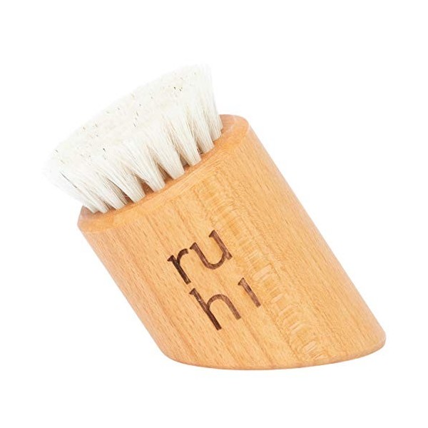 ruhi® Brosse pour le visage pour brossage à sec - Fabriquée en Allemagne - Poils 100 % naturels - Exfoliant, nettoyage - Bois