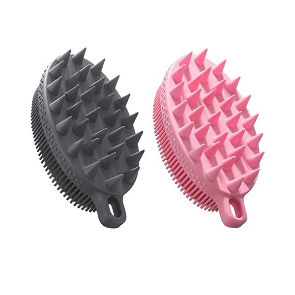 FREATECH Brosse pour Corps en Silicone à 2 Côté pour Nettoyage de Peau & Des Cheveux, 2-en-1 Bain/Douche Scrubber du Corps et