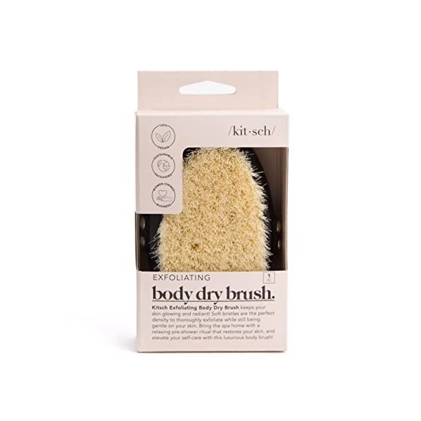 Kitsch Brosse exfoliante sèche pour le corps pour massage cellulite et drainage lymphatique – Cadeau de vacances – Poils natu