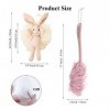 Yisella Lot de 2 brosses de douche exfoliantes à long manche + éponge luffa lapin blanc