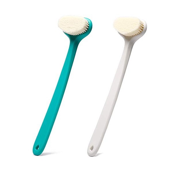 Brosse pour le corps avec poils confortables - Longue poignée - Exfoliation douce - Améliore la santé de la peau et la beauté