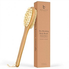Brosse pour le corps à sec – Brosse exfoliante à long manche, brosse pour le corps, brosse sèche pour la cellulite et le drai