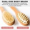 Brosse pour le corps à sec – Brosse exfoliante à long manche, brosse pour le corps, brosse sèche pour la cellulite et le drai