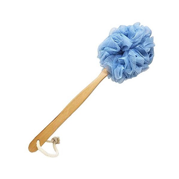 Pineker Brosse de bain en bois à manche long avec filet en loofah pour exfoliation de la peau, éponge de dos pour homme et fe