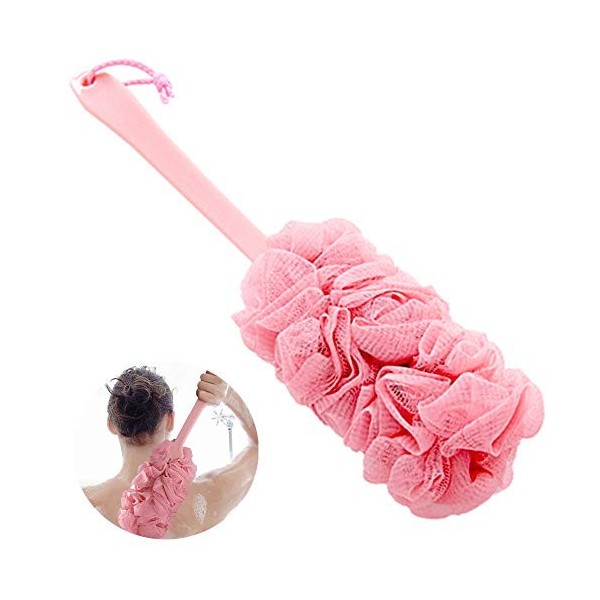 Limeow Fleur de Douche avec Manche Long Manche Brosse de Bain à Suspendre Brosse Dos Suspendue Brosse Eponge pour Bain Durabl