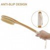 SAUNNIHEN Brosse de Douche, Brosse à dos Long Manche Brosse de Bain en Bambou Poils Naturels Brosse pour le Dos Corps, Brosse