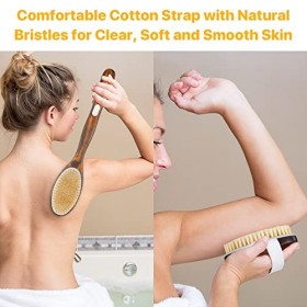 2PCS Brosse Dos Douche Brosse pour le Corps Brosse de Bain Exfoliante avec Poils Naturels et Poils Nylon Doux pour Brossage H