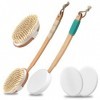 Wanglaism Brosse pour le dos avec manche long, Applicateur de lotion pour le dos, Applicateur de crème, brosse de douche à po