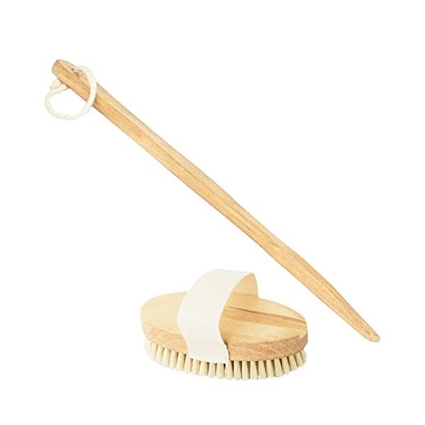 Brosse de Bain, Brosse pour le Corps en Poils Naturels, Brosse Sèche Amovible, Exfoliant, Doux pour la Peau