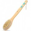 FREATECH Brosse Dos Douche à Manche Long, Laveur de Dos avec Nodules de Massage, Brosse de Bain Exfoliante 2 Côtés avec Poils