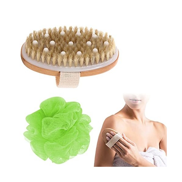 Brosse pour Corps, Brosse de Douche, Brosse exfoliante corps Idéale pour peau sèche, drainage lymphatique, cellulite - Brosse