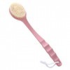 Brosse de bain à long manche - Brosse de douche - Manche ergonomique - Poils naturels - Manche en bois - Exfoliant - Marron -