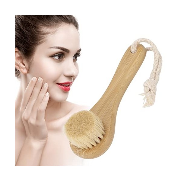 Brosse de massage facial Brosse de douche Brosse nettoyante faciale en bois Brosse de massage corporel manuelle portable pour