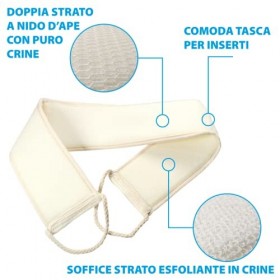 Setablu Bande de douche pour le dos Scrubber en Crine, 90 cm, éponge de bain pour le corps, naturel, Luffa exfoliant gommant 