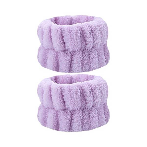 Lot de 2 sangles de serviette de poignet pour le lavage du visage Bracelets de spa en microfibre pour le poignet Bracelets po