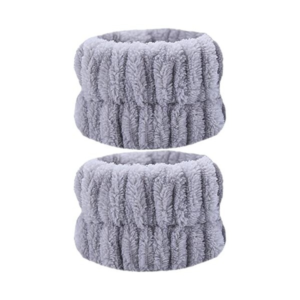 Lot de 2 sangles de serviette de poignet pour le lavage du visage Bracelets de spa en microfibre pour le poignet Bracelets po